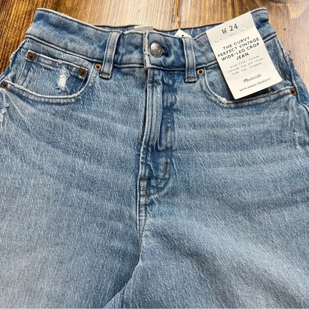 Madewell The Curvy Perfect Vintage Wide Leg Crop Jean Hallstead Wash Size 24 NWT